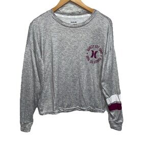 Hurley T-Shirt Men's Size‎ Small Gray Crew Neck Graphic Tee Soft Jersey Pullover